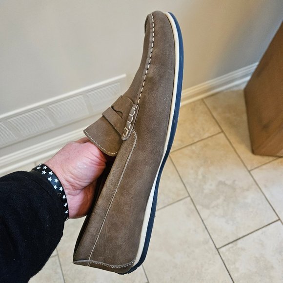 1901 Men's Leather/Nubuck Loafers, Gray, Sz 13 - Picture 12 of 16